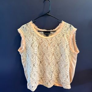 Peach lace vintage crop blouse by Jeans By Buffalo | Size XL